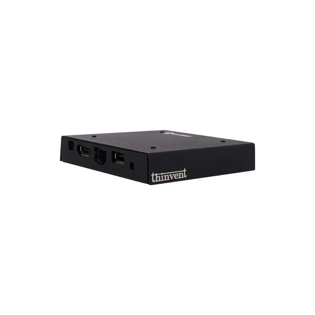 Thinvent® Micro 5 Wifi Thin Client, ARM® Cortex A53 processor (4 core, up to 2.0 GHz, 1 MB cache), 2GB Onboard RAM, 16GB eMMC Storage, 5V 2A Adapter, Dual Band WiFi, Thinux™ Embedded Linux